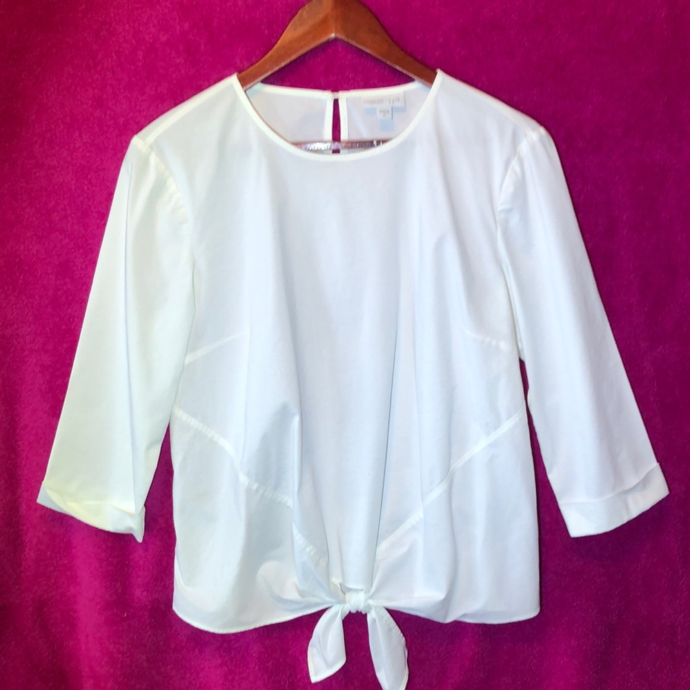 J Jill White shirt collection tie front top sz XS